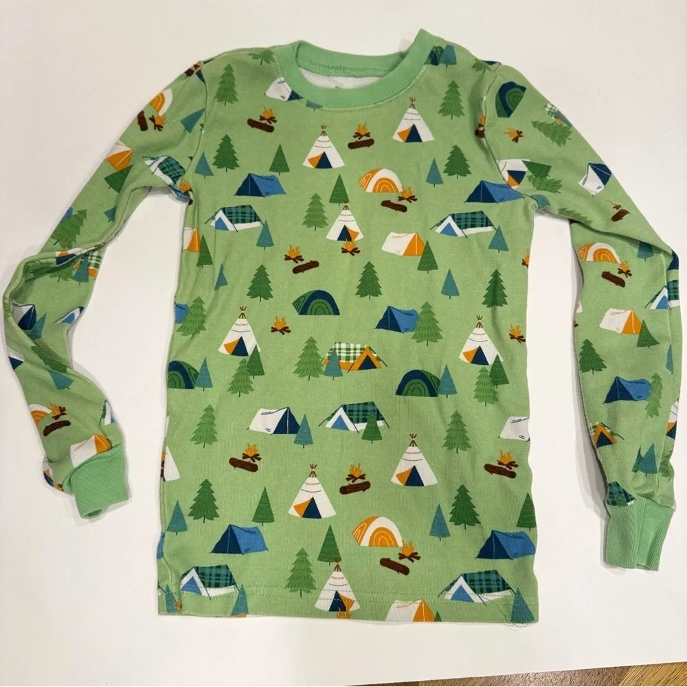 Janie and Jack Green Camping Print Pajama Set